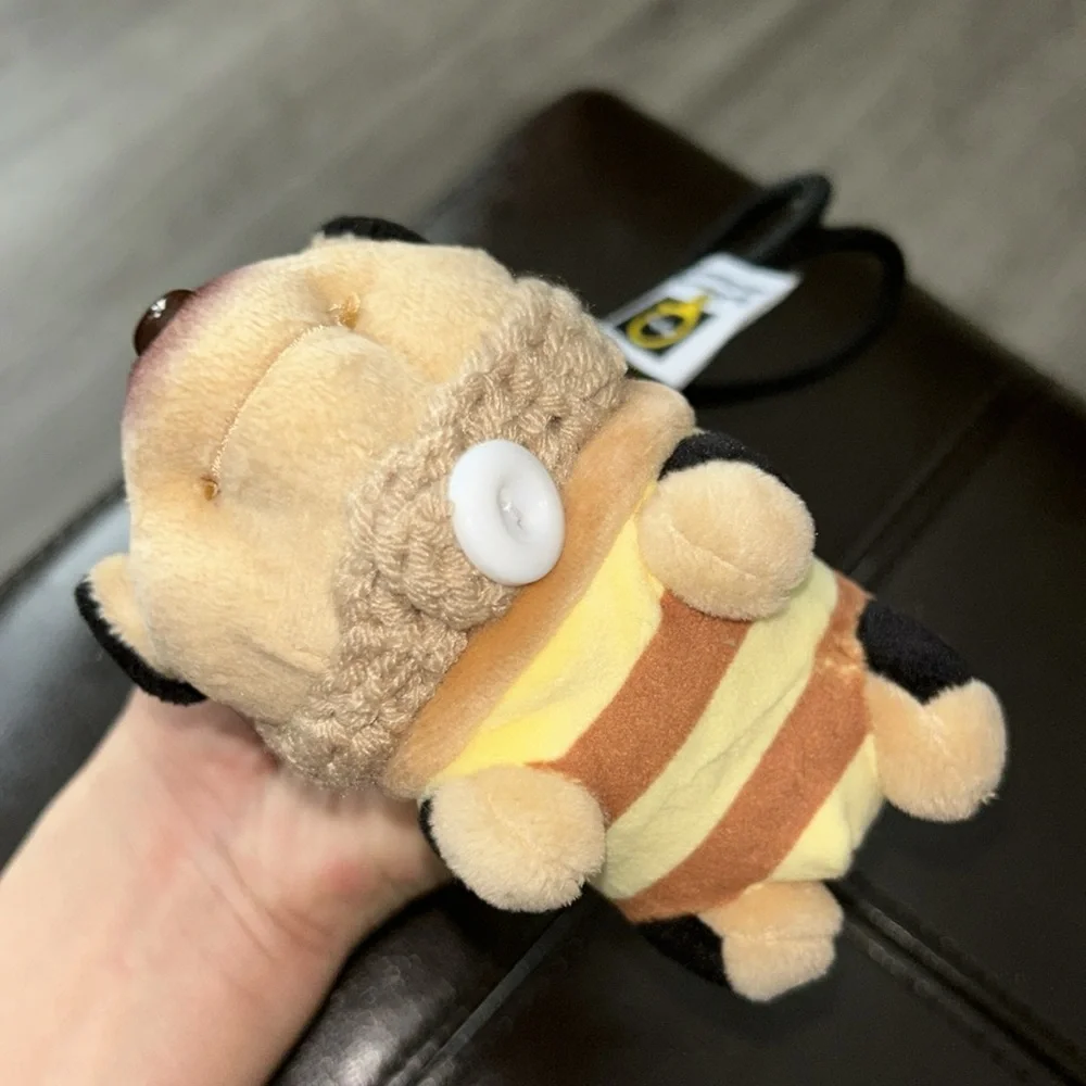 Dog Bee Adorable Brown and Tan Plush Keychain
